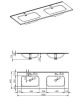AREZZO Design Skappa dupla mosdó, pultba építhető, 140 cm, AR-145885