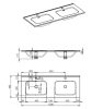 AREZZO Design Skappa dupla mosdó, pultba építhető, 120 cm, AR-145875