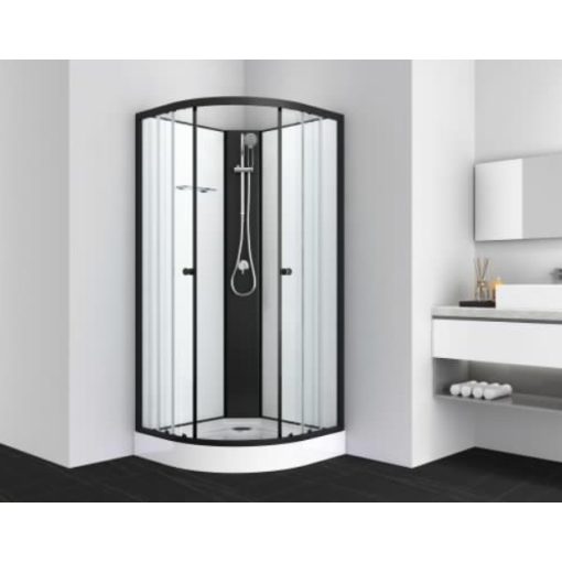 Sanotechnik BALATON 2 komplett zuhanykabin, íves, fekete, 90x90 cm, PS11B