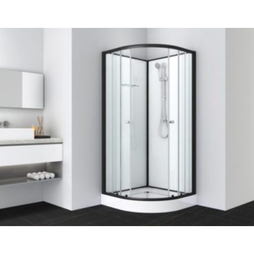 Sanotechnik BELA 2 komplett zuhanykabin, íves, fekete, 90x90 cm, PS13B